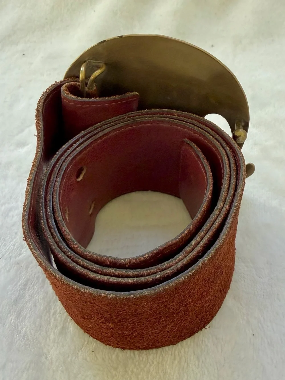 Enamel Brass Belt Buckle Elephant Floral Reddish Maroon Brown Detailed Vintage